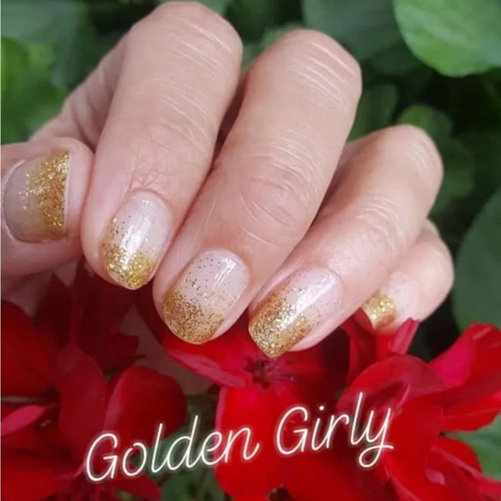 *Retired* Color Street: Golden Girly | Gold Metallic Glitter Dipped Party Yellow - Picture 6 of 14